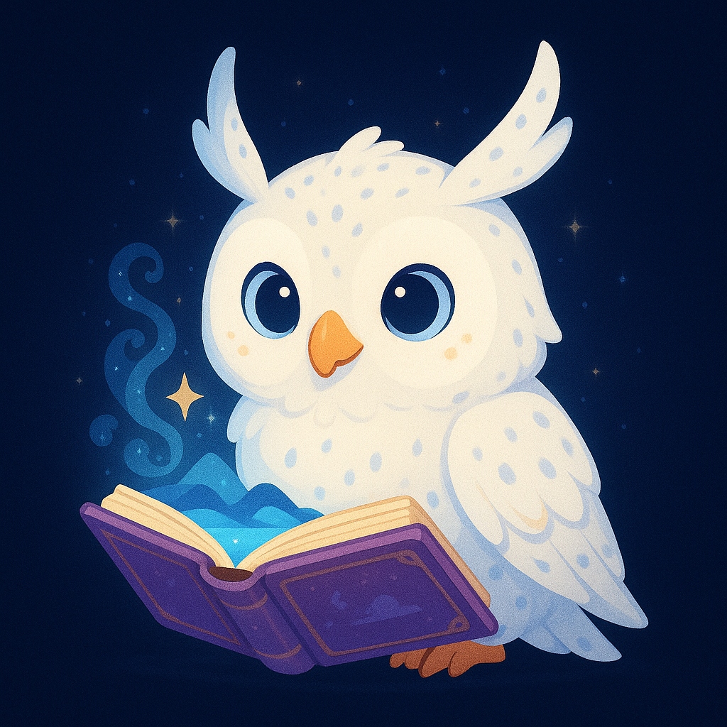 Zoki the owl reading a book